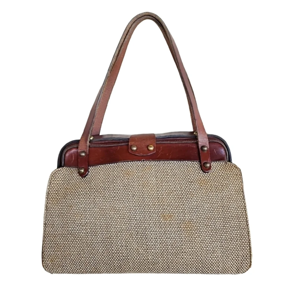 Vintage 50's Mid-Century Modern Zenith Metal Frame Horseshoe Equestrian Handbag - Picture 6 of 16